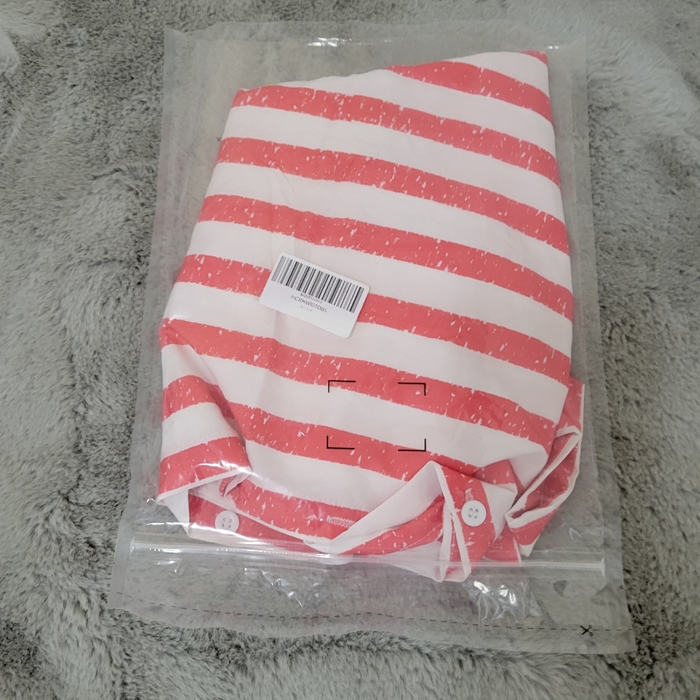 Nwot Mens Red And White Striped Buttondown Top - Picture 7 of 7